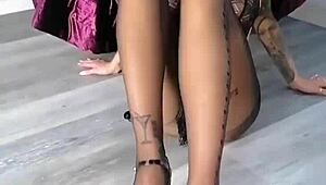 i tease you with my solo magic footjob in nylons and leggings hard