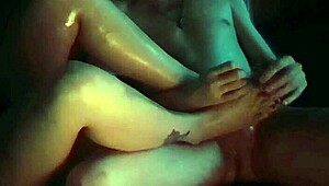 she gives her stepbrother a sexy oiled footjob in sensual play