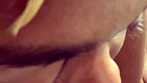 Blonde bombshell creams on big black cock doggystyle