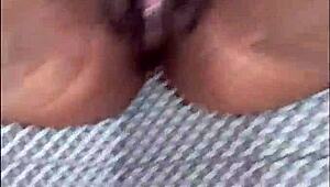 Chubby ebony with big natural tits and ass teases her wet solo play