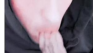 Tattooed cutie nails epic self-sucking autofellatio 😲🍆