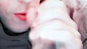 Tattooed cutie nails epic self-sucking autofellatio 😲🍆