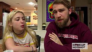 Bryan Gozzling fucks 90-pound skinny slut Jane Wilde rough backstage!