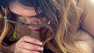 love sucking this latina's natural tits close up blowjob