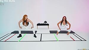 Lauren Phillips and Rose Lynn unmask for interracial threesome muff dive