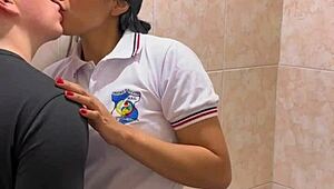 horny skinny latina students caught fucking raw in school bathroom