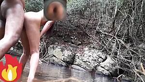 wanna taste outdoor sex by the river with this sexy bride?