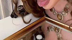 iskra's wild crossdressing solo turns into amazing cumshot fetish humiliation show