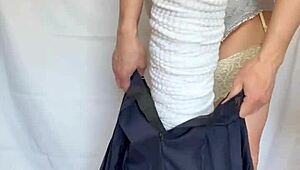 hey sailor uniform slut, your ass plug and lingerie make me question everything