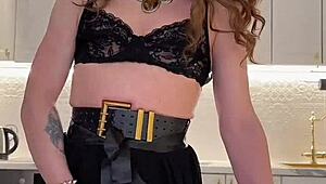 iskra's wild crossdressing solo turns into amazing cumshot fetish humiliation show