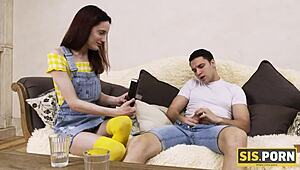 sis porn babe's shaved pussy makes rich stepbro bound to fuck her dirty