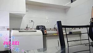 Boss, watch your brazilian maid esfregando on washer flashing pierced nipples teasing monster cock hungry?