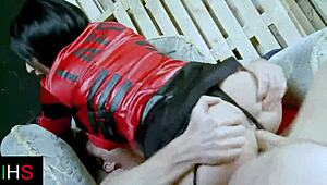 blue eyed brunette shaves pussy rides cowgirl licks balls missionary doggystyle cum tits