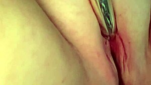 maeve moxie rams huge dildo into chubby fat pussy