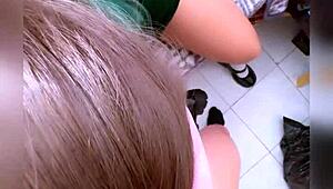 innocent latina college girl deepthroats whole cock in bed homemade