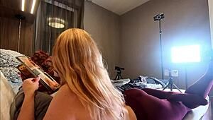 i'm amazinly hot milf in red see thru pantyhose jerkin that big dick neighbor off so good