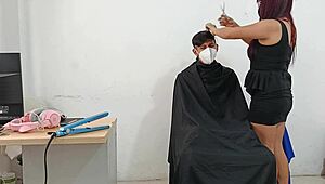 A hairdresser seduces and fucks her eager clients relentlessly