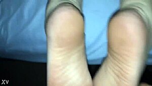 wife delivers intense pov footjob sex with massive cum