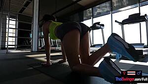 amateur thai milf gym fucks huge cock workout hard