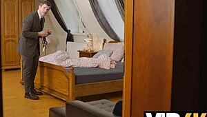 czech teen seduces old father-in-law riding his cock in vip4k hero scene