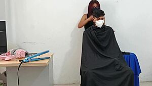 A hairdresser seduces and fucks her eager clients relentlessly