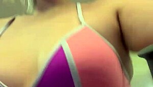 bikini girl trains at ipanema gym facing beach gets horny from public stares