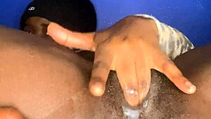 Craving my creamy ebony pussy during this solo masturbation?