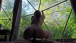 AMIGA BENT OVER FOR BIG BLACK COCK IN JACUZZI PUBLIC CREAMPIE RIDE!