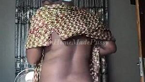 big titted black babe calls daddy into her wet shower play