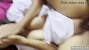 thai student slut gets creampie in uniform moans loud hiding face