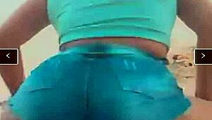 Prostitute Twerks Funk In Tiny Shorts Wedged Deep In Ass!
