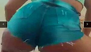 Prostitute Twerks Funk In Tiny Shorts Wedged Deep In Ass!