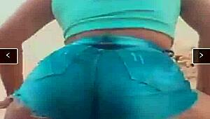 Prostitute Twerks Funk In Tiny Shorts Wedged Deep In Ass!