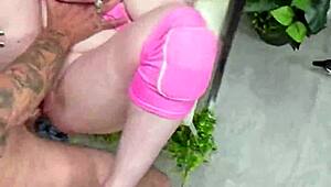 Blonde Gigi Sweets gags on Bryan Gozzling's monster cock throat fuck then pussy pounding