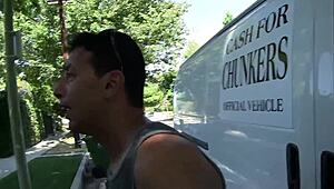 lay back on that leather couch let my dick slip into your shaved pussy