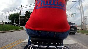 Big ass biker babe flashes curves on motorcycle gopro ride pt 1