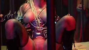 imagine big tits blonde covered in cum after gangbang pussy riding in latex boots and fishnets