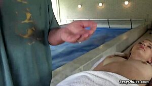 beautiful babe emily ross bent over fucked by grandpa masseur then cummed 💦🐻