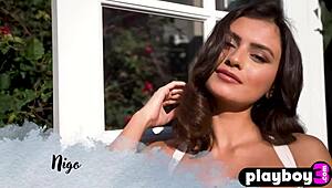 whoa check out this big tits brunette nigo posing naked outdoors softcore tease