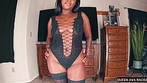 thick ebony queen ava shakes big ass in lingerie cock tease