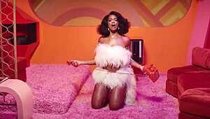 Beautiful chick grooves to music