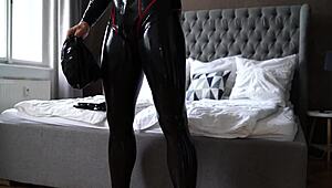 Picture this horror latex threesome where they stuff shaved pussies with monster cocks