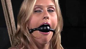 Bound Submissive Fingered Hard by Dominant in Interracial BDSM Hogtie