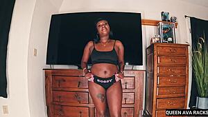 thick ebony queen ava shakes big ass in lingerie cock tease