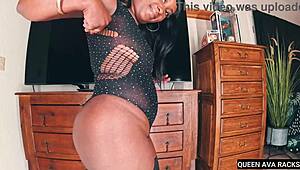 thick ebony queen ava shakes big ass in lingerie cock tease