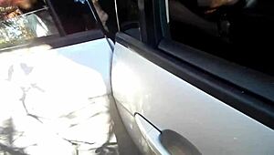 Shaved milf housewife flashes pussy rides cock outdoors cum on tits wet orgasm