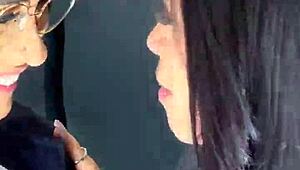 Two horny brown sluts lick pussies and squirt nonstop