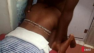 She bends over outside as he slams doggystyle into tight wet pussy