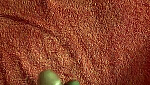 jerking my huge cock all over in the bedroom