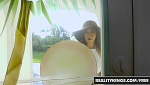 oh man that sexy curvy ebony babe with huge tits parties hard and takes cum all over